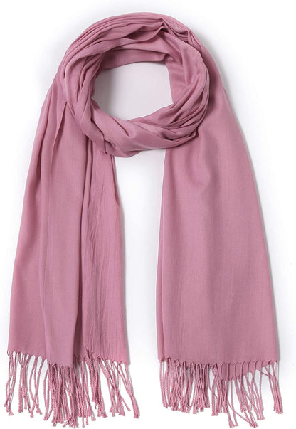Pashmina Shawls and Wraps Large Scarfs for Women Wedding Party Bridal Long Fashion Solid Shawl Wrap with Fringes Apparel & Accessories > Clothing Accessories > Scarves & Shawls Cindy & Wendy Dusty Rose  