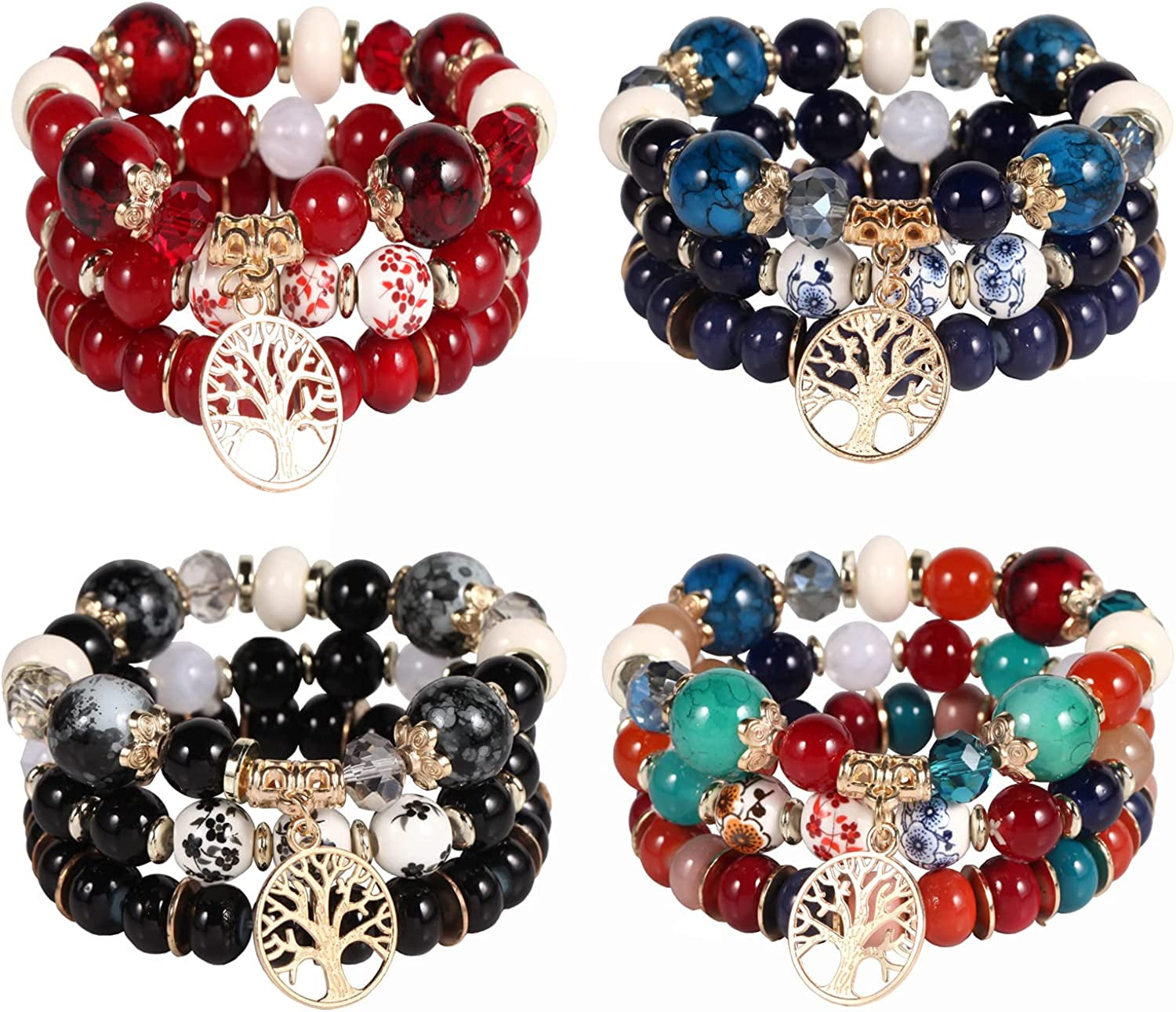 Solosoya Bohemian Boho Stackable Bracelets for Women Set, Girls Stretch Multilayer Stack Beads Colorful Beaded Charm Bracelets Girl Handmade Jewelry Apparel & Accessories > Jewelry > Bracelets Solosoya Color J  