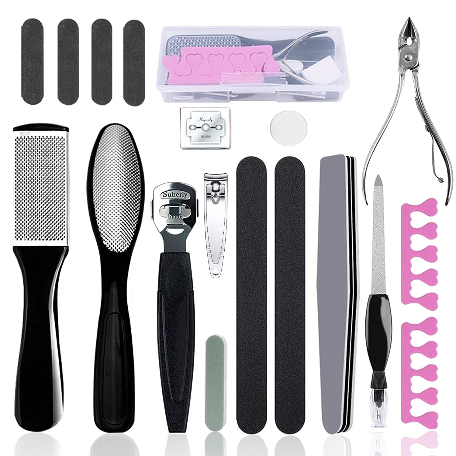 Pedicure Kit Set 18 in 1, Doni Foot Scrubber Pedicure Tools Set, Stainless Steel Foot Care Tools, Foot Rasp, Foot Dead Skin Remover, Callus Remover for Feet, Pedicure Kit for Men Women Gift Health & Beauty > Personal Care > Foot Care Madala   
