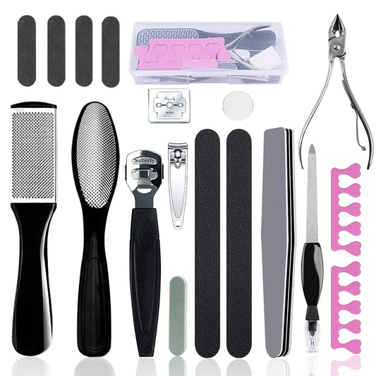 Pedicure Kit Set 18 in 1, Doni Foot Scrubber Pedicure Tools Set, Stainless Steel Foot Care Tools, Foot Rasp, Foot Dead Skin Remover, Callus Remover for Feet, Pedicure Kit for Men Women Gift Health & Beauty > Personal Care > Foot Care Madala   