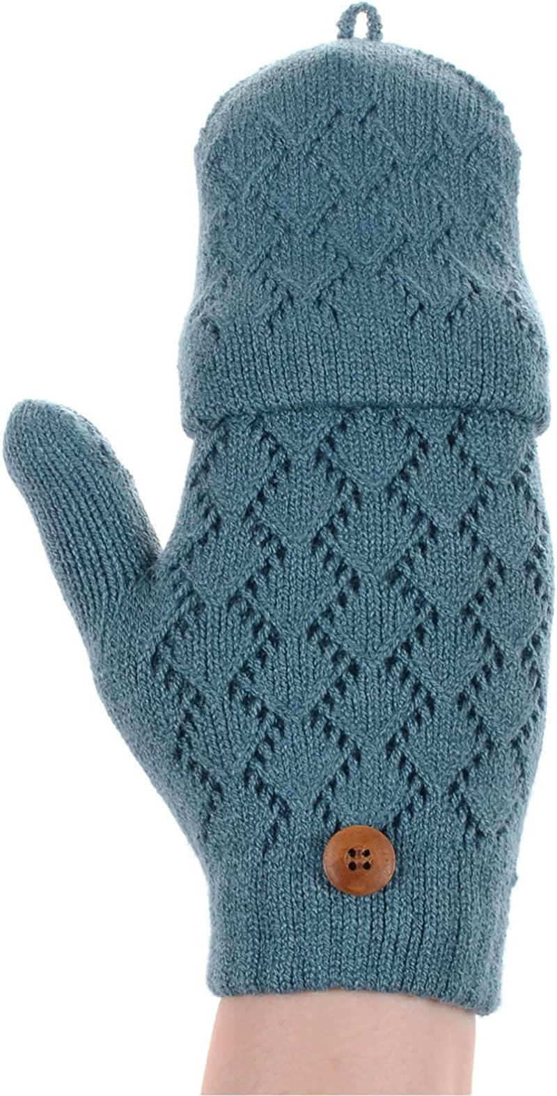 BYOS Women'S Winter Cozy Diamond Pattern Fleece Lined Flip Top Convertible Knit Gloves Mittens Apparel & Accessories > Clothing Accessories > Gloves & Mittens Be Your Own Style   