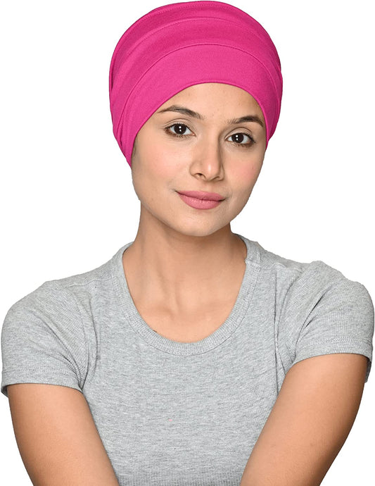 SAKUCHI Chemo Silky Soft Slouchy Snood Bamboo Cap Beanie, for Women Cancer Hair Loss Turban Apparel & Accessories > Clothing Accessories > Headwear SAKUCHI Magenta  