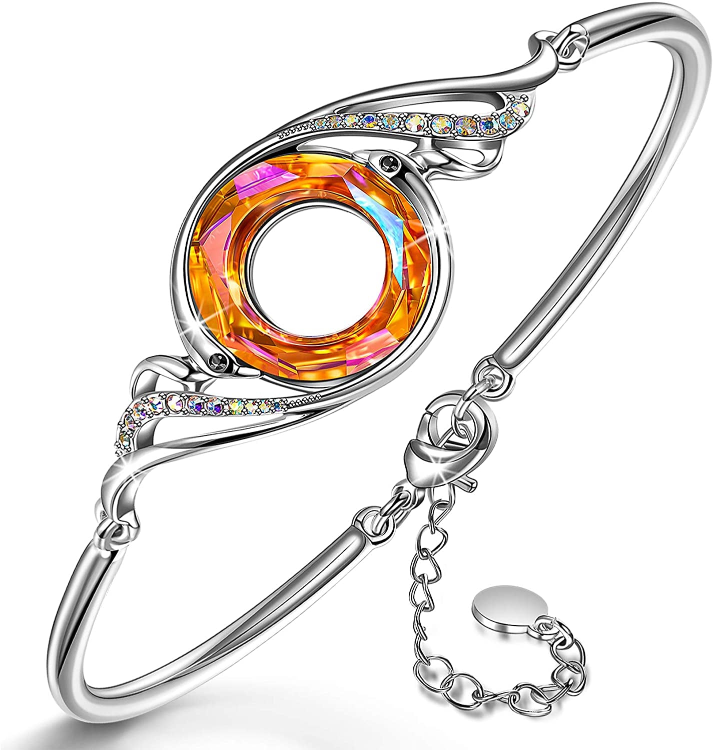 Kate Lynn "Rise from the Ashes" Phoenix Bracelet Made with Crystals from Austria, Adjustable Bangle Bracelet for Women 7"+2", Packaged with Jewelry Box, Christmas Gifts Birthday Gifts for Women, Symbol of Luck and Renewal Apparel & Accessories > Jewelry > Bracelets Kate Lynn Astral Orange  