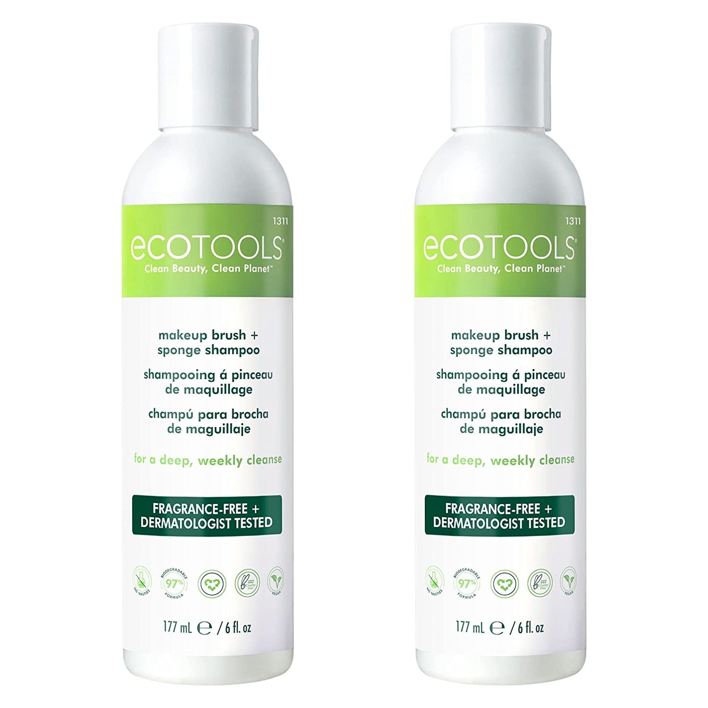 Ecotools Makeup Brush and Sponge Cleansing Shampoo Bundle, Removes Dirt and Oil Impurities from Face Brushes, Hyoallergenic, 6 Fl.Oz./ 177 Ml Each, 2 Count Health & Beauty > Personal Care > Cosmetics > Cosmetic Tools > Makeup Tools EcoTools Full Sized Shampoo, 2 Count  