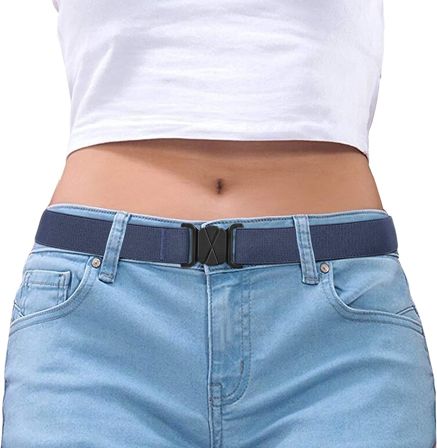 Women Invisible Belt, Comfortable Adjustable Stretch No Show Belt with Flat Buckle by SUOSDEY Apparel & Accessories > Clothing Accessories > Belts SUOSDEY 08-blue US Size:0-14 