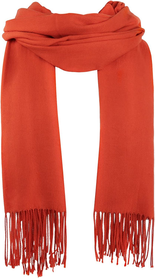 SOJOS Women Large Soft Cashmere Feel Pashmina Shawls and Wraps Winter Scarf for Evening Dresses SC304 Apparel & Accessories > Clothing Accessories > Scarves & Shawls SOJOS 304c19 Orange  