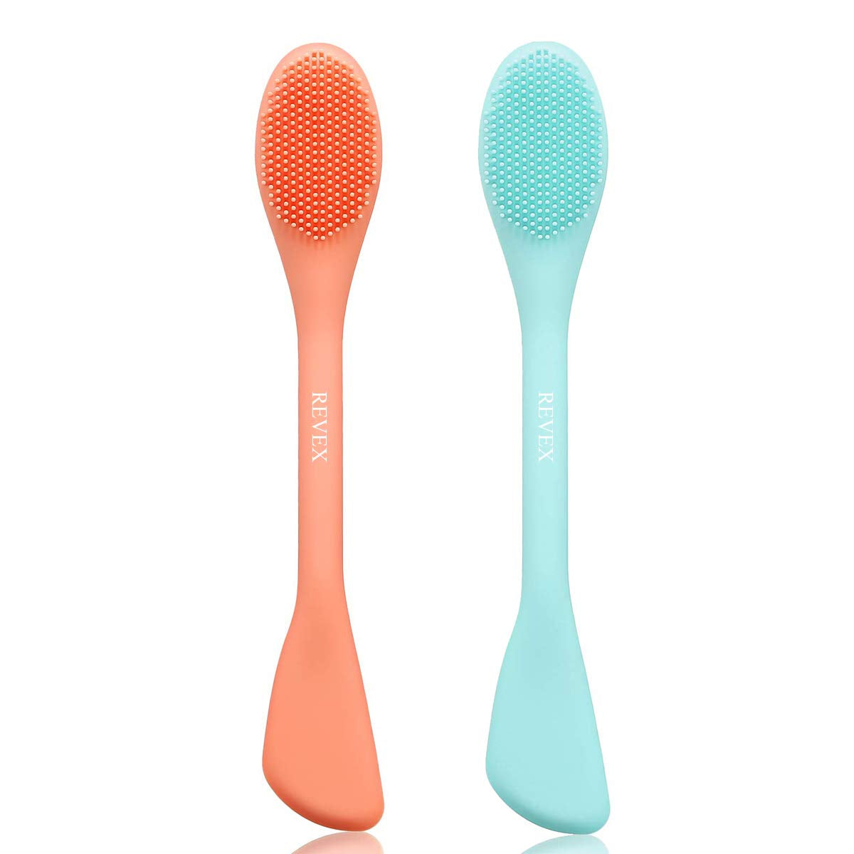 REVEX Silicone Face Mask Applicator,2 Packs Facial Mask Brushes for Mud,Clay,Charcoal Mixed Mask,Soft Makeup Beauty Brush Tools for Apply Cream,Lotion (Pink+Gray) Health & Beauty > Personal Care > Cosmetics > Cosmetic Tools > Makeup Tools REVEX Orange+ Blue  