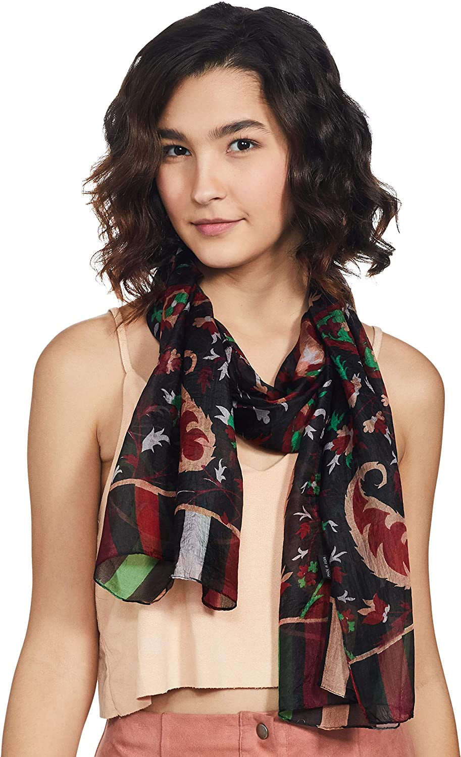Stylore 100% Silk Scarf Long Lightweight Sunscreen Shawl Wrap Scarves Apparel & Accessories > Clothing Accessories > Scarves & Shawls Stylore Pa Black  