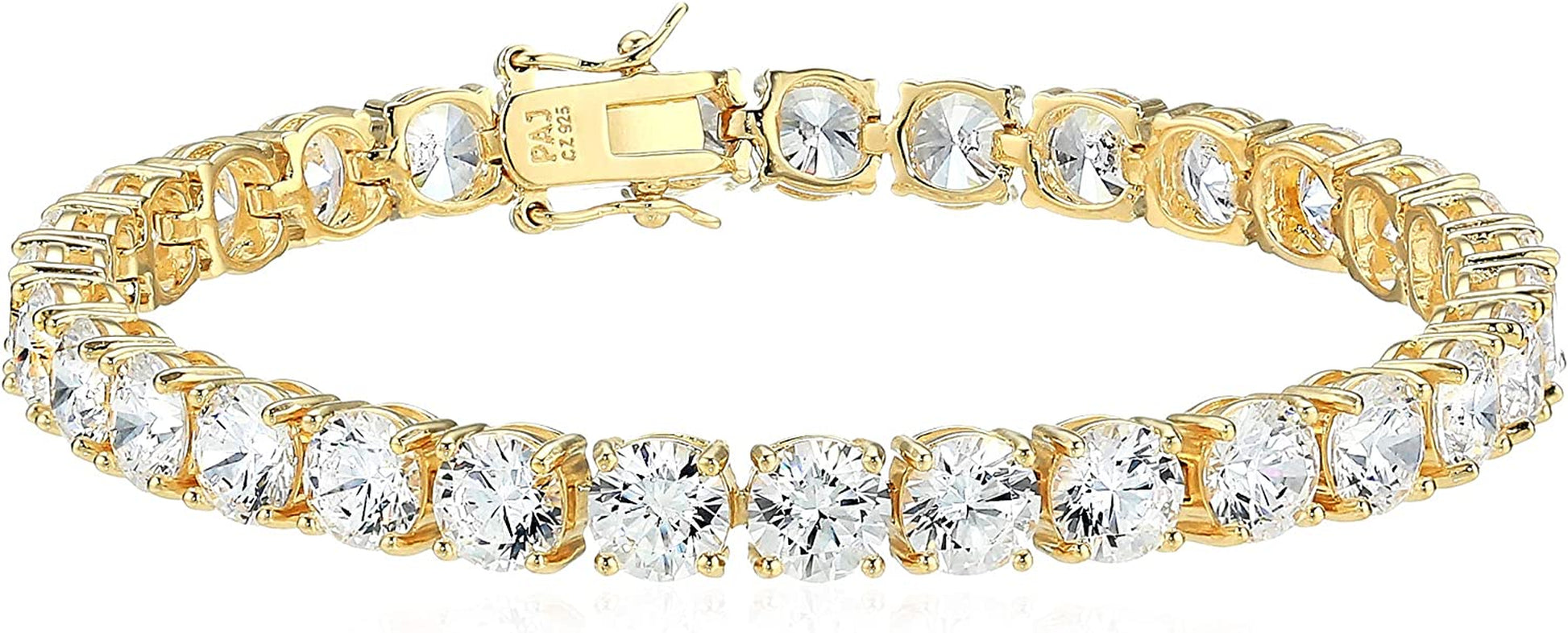 Essentials Plated Sterling Silver round Cut Cubic Zirconia Tennis Bracelet Apparel & Accessories > Jewelry > Bracelets KYLIE MAX Yellow Gold Plated Sterling Silver 6mm 7.5" length