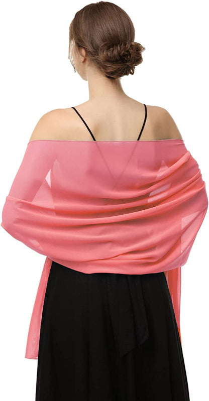 Chiffon Shawls Scarves Wraps for Bridal Wedding Party Evening Dress and Special Occasion Dresses Apparel & Accessories > Clothing Accessories > Scarves & Shawls Baoqiya Coral Length(79") * Width(19") 