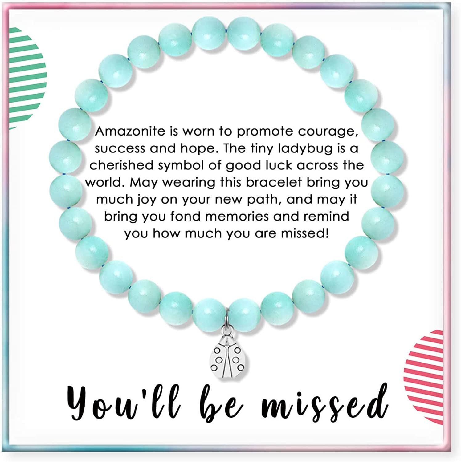 SOLINFOR Coworker Leaving Gifts, Retirement Gifts for Women - Amazonite Beads Farewell Bracelet - Moving Away Goodbye Going Away New Job Good Luck Jewelry Gift Idea for Friends Boss Apparel & Accessories > Jewelry > Bracelets SOLINFOR   