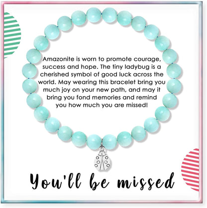 SOLINFOR Coworker Leaving Gifts, Retirement Gifts for Women - Amazonite Beads Farewell Bracelet - Moving Away Goodbye Going Away New Job Good Luck Jewelry Gift Idea for Friends Boss Apparel & Accessories > Jewelry > Bracelets SOLINFOR   