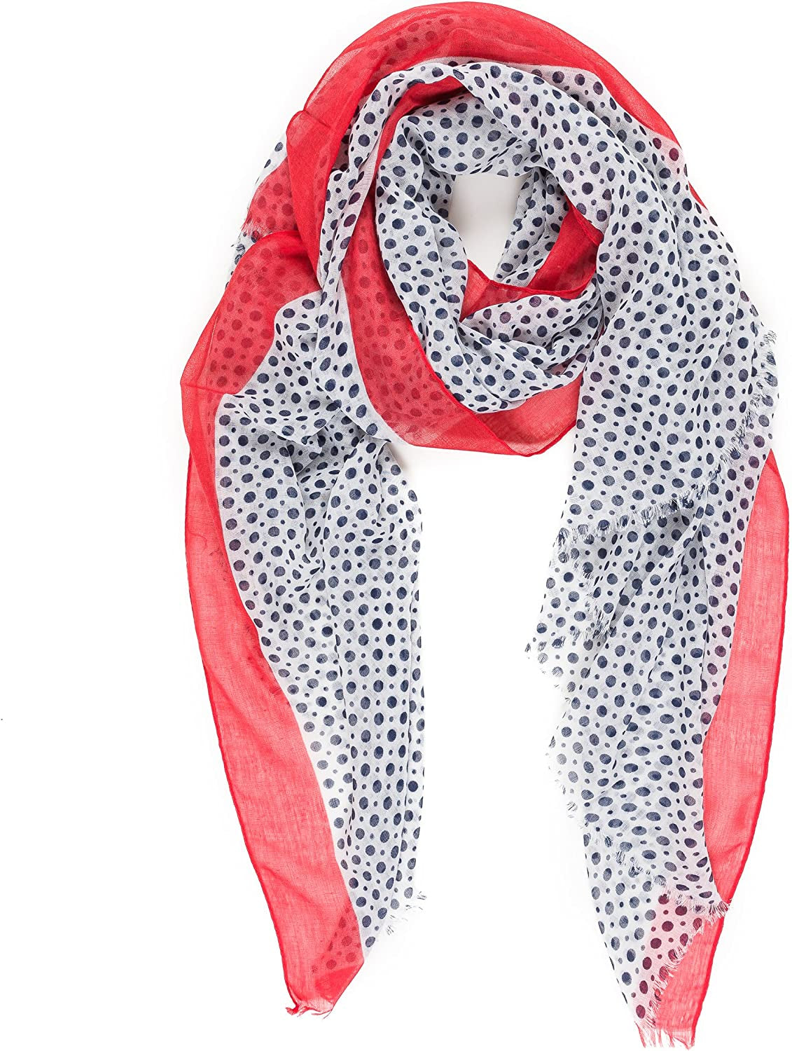 Scarf for Women Lightweight Geometric Fashion Spring Fall Winter Scarves Shawl Wraps Apparel & Accessories > Clothing Accessories > Scarves & Shawls MELIFLUOS DESIGNED IN SPAIN Madrid Collection 3 - Red Polka Dots  