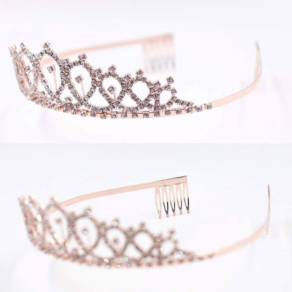 Birthday Girl Sash & Rhinestone Tiara Kit - Rose Gold Birthday Gifts Glitter Birthday Sash Birthday Party Favors Apparel & Accessories > Clothing Accessories > Sashes ADBetty   