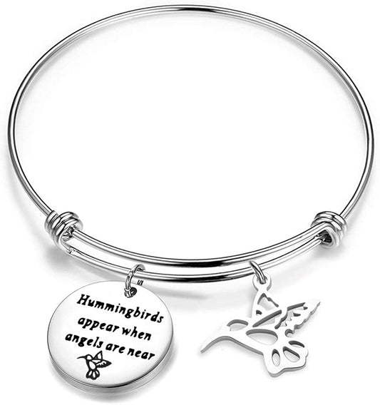 BAUNA Hummingbirds Brcelet Memorial Gifts Hummingbirds Appear When Angels Are near Sympathy Gift for Her Apparel & Accessories > Jewelry > Bracelets BAUNA Hummingbird Memorial Bracelet  