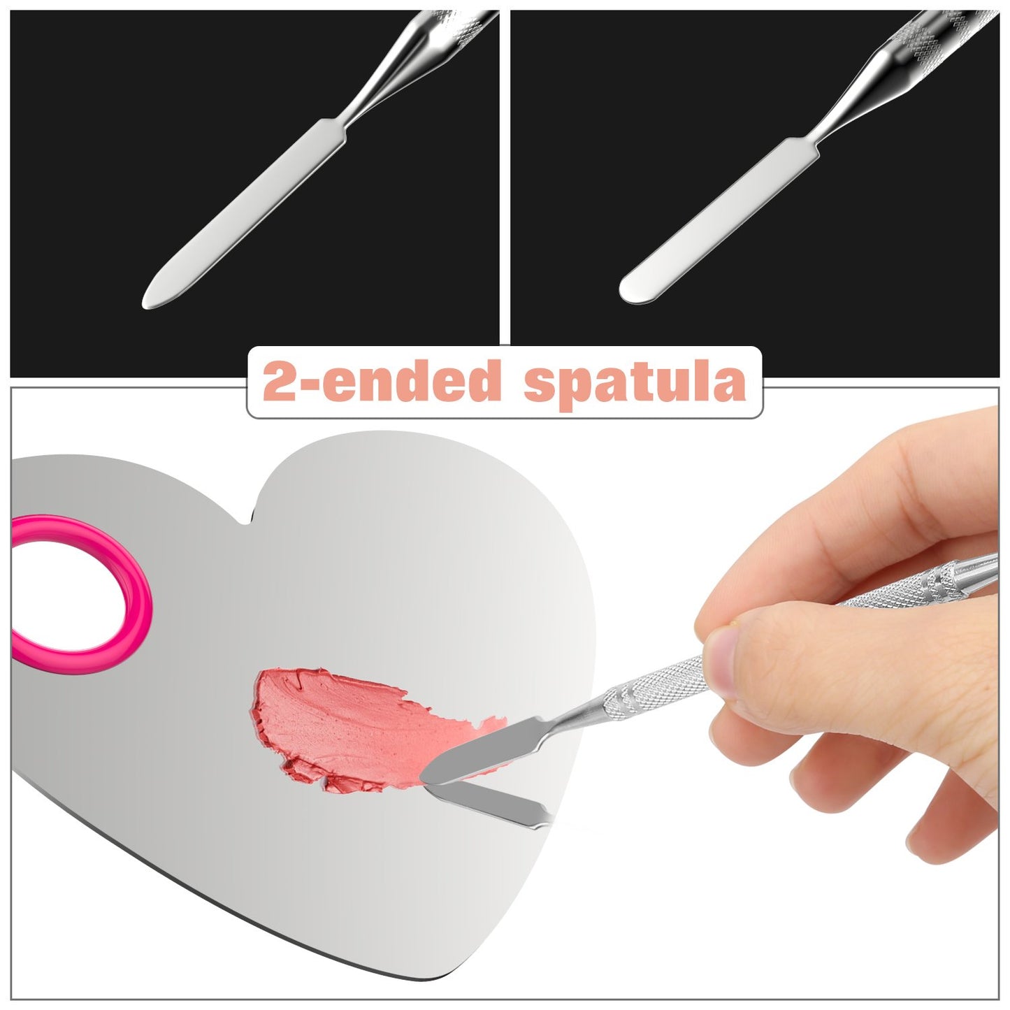 Luxspire Professional Makeup Palette Stainless Steel Heart Cosmetics Foundation Nail-Art Mixing Blending Make up Tools with Spatula for Eye Shadow, Eyelash, Lipsticks, Nail Art Health & Beauty > Personal Care > Cosmetics > Cosmetic Tools > Makeup Tools Luxspire   