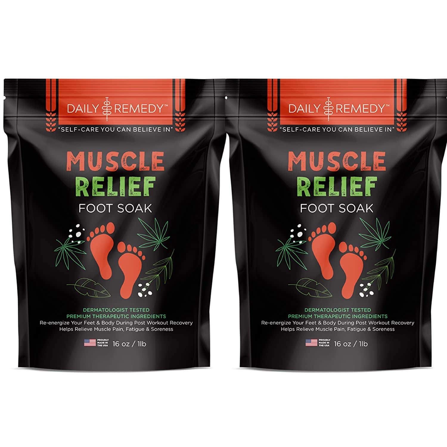 Tea Tree Oil Foot Soak with Epsom Salt - Made in USA - for Toenail Irritations, Athletes Foot, Stubborn Foot Odor Scent, Softens Calluses & Soothes Sore Tired Feet - 2 PACK Health & Beauty > Personal Care > Foot Care DAILY REMEDY Eucalyptus  