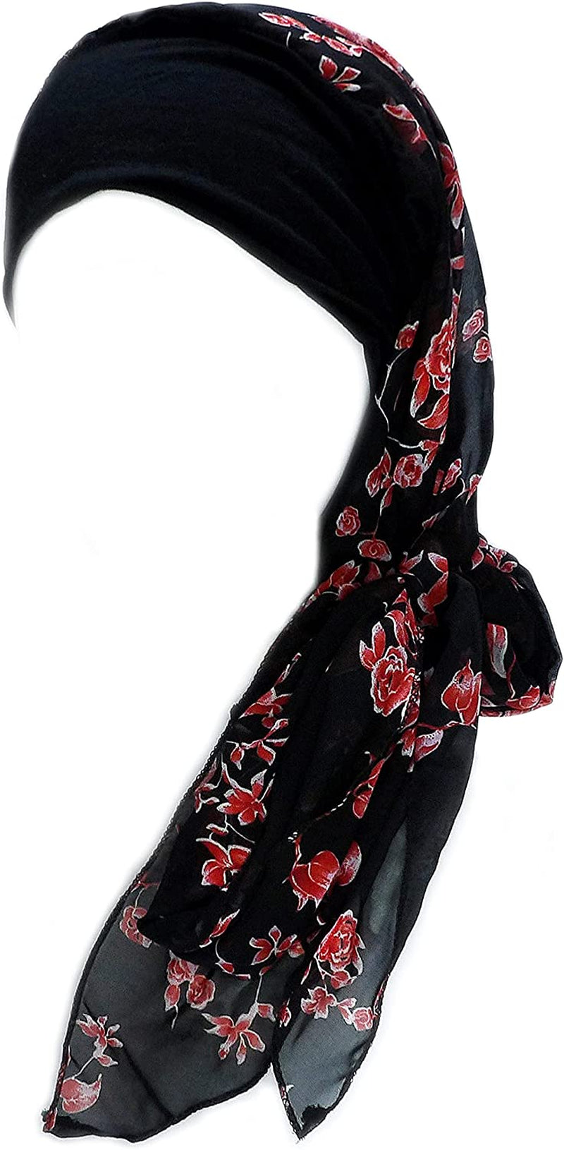 Headwear for Women Sleep Beanie Head Scarf for Bald Wraps Cancer Hats Turbans Apparel & Accessories > Clothing Accessories > Headwear Gragengs Black/Red Flower  