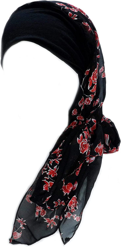 Headwear for Women Sleep Beanie Head Scarf for Bald Wraps Cancer Hats Turbans Apparel & Accessories > Clothing Accessories > Headwear Gragengs Black/Red Flower  