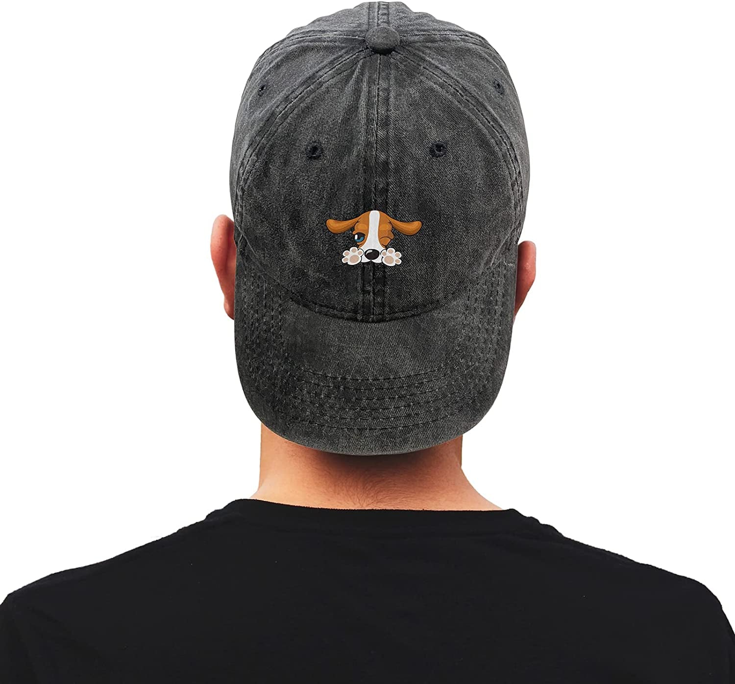 Baseball Cap Ponytail Hat for Women&Men Dog Washed Distressed Vintage Denim Adjustable Black Trucker Caps Dad Brother Daughter Friend Uncle Apparel & Accessories > Clothing Accessories > Hats KLYJI   