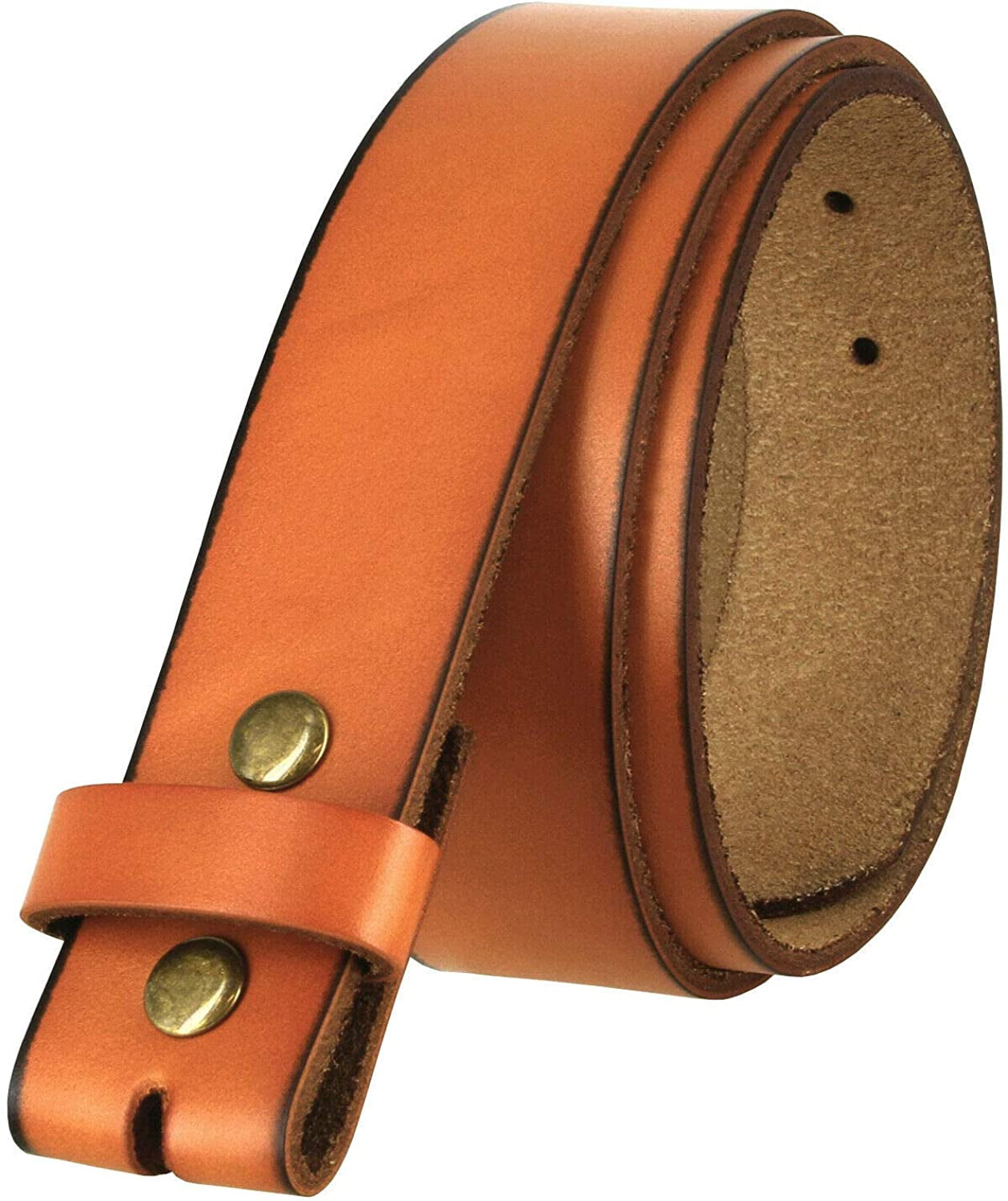 Replacement Belt Strap 100% Genuine Leather Plain Casual Belt Strap with Snaps 1-1/2"(38Mm) Wide Apparel & Accessories > Clothing Accessories > Belts Belts.com Style B - Strap Tan 40 