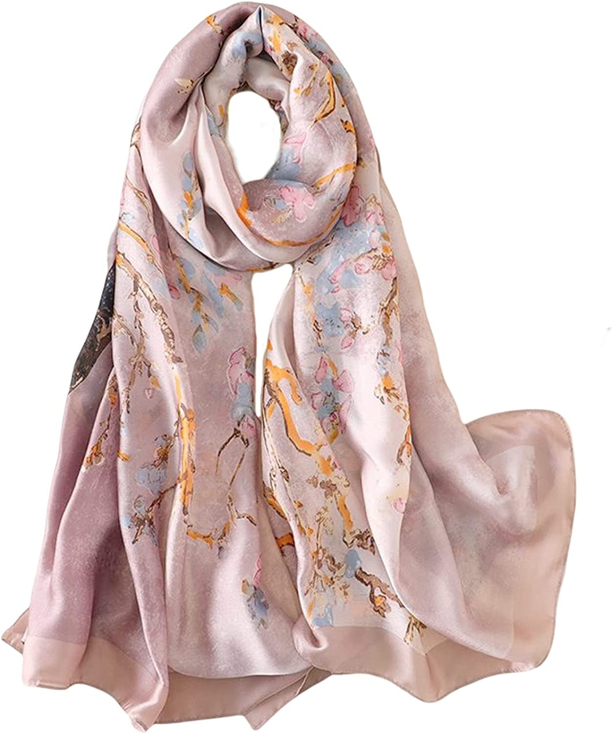 Fashion Scarves 100% Silk Felling Scarf Long Lightweight Sunscreen Shawls Wrap for Women Hair Scarves Apparel & Accessories > Clothing Accessories > Scarves & Shawls Aufeel Purple Romance  