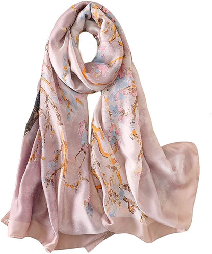 Fashion Scarves 100% Silk Felling Scarf Long Lightweight Sunscreen Shawls Wrap for Women Hair Scarves Apparel & Accessories > Clothing Accessories > Scarves & Shawls Aufeel Purple Romance  