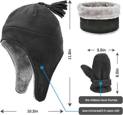 Child Winter Hat Set, Bicyclestore 3 Pcs Soft Warm Children Beanie Cap with Neck Warmer and Gloves, Kids Hat & Mittens Set Ski Warm Set Outdoor Earmuffs for Baby Childrens Girls Boys (2-5 Years) Apparel & Accessories > Clothing Accessories > Gloves & Mittens BicycleStore   