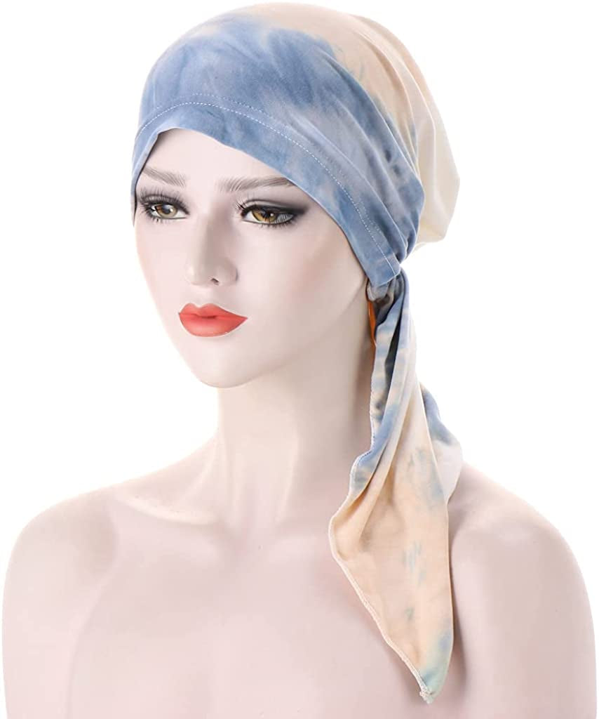 Fxhixiy Pre-Tied Bandana Turban Hat Chemo Cancer Headscarf Headwraps Headwear for Women Hair Cover Hat Apparel & Accessories > Clothing Accessories > Headwear Fxhixiy   