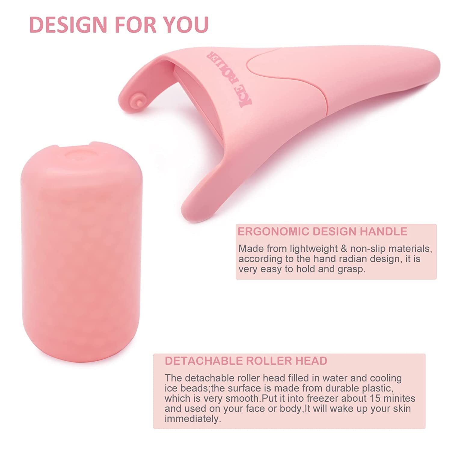 Ice Roller for Face, Eyes and Whole Body Relief, Face Roller Skin Care Tool for Migraine Relief and Blood Circulation (Pink Handle+Pink Roller Head) Health & Beauty > Personal Care > Cosmetics > Cosmetic Tools > Skin Care Tools AFOUNDA   
