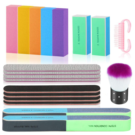 Nail Files and Buffers, Professional Manicure Tools Kit with 5Pcs Nail Buffer Blocks, 8Pcs White and Black 100/180 Grit Emery Board, 2Pcs 7 Ways Buffer, 2Pcs 4 Sided Buffer and Bonus 2 Nail Brushes Health & Beauty > Personal Care > Cosmetics > Cosmetic Tools > Nail Tools YIMICOO   