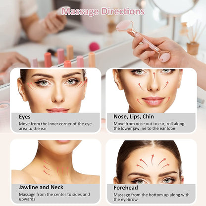 Jade Roller for Face Rose Quartz, Qhou Jade Roller Gua Sha Set Facial Roller Massager for Eyes, Neck, Body – anti Aging Beauty Skin Care Tools Health & Beauty > Personal Care > Cosmetics > Cosmetic Tools > Skin Care Tools Qhou   