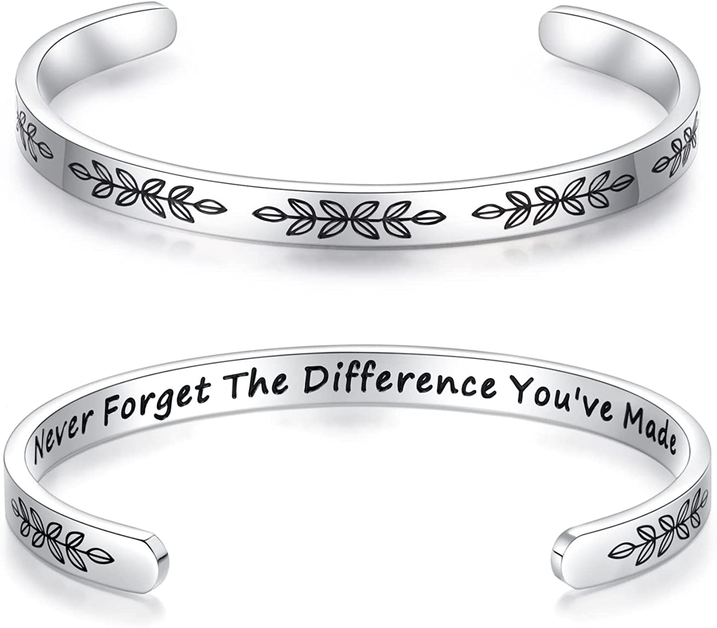 Aryahozel Motivational Cuff Bracelet for Women Girls, Personalized Jewelry Gifts for Her Daughter Mom Sister Niece Best Friends, Engraved Different Sayings Apparel & Accessories > Jewelry > Bracelets AryaHozel Retirement gifts-Never forget the difference you made  