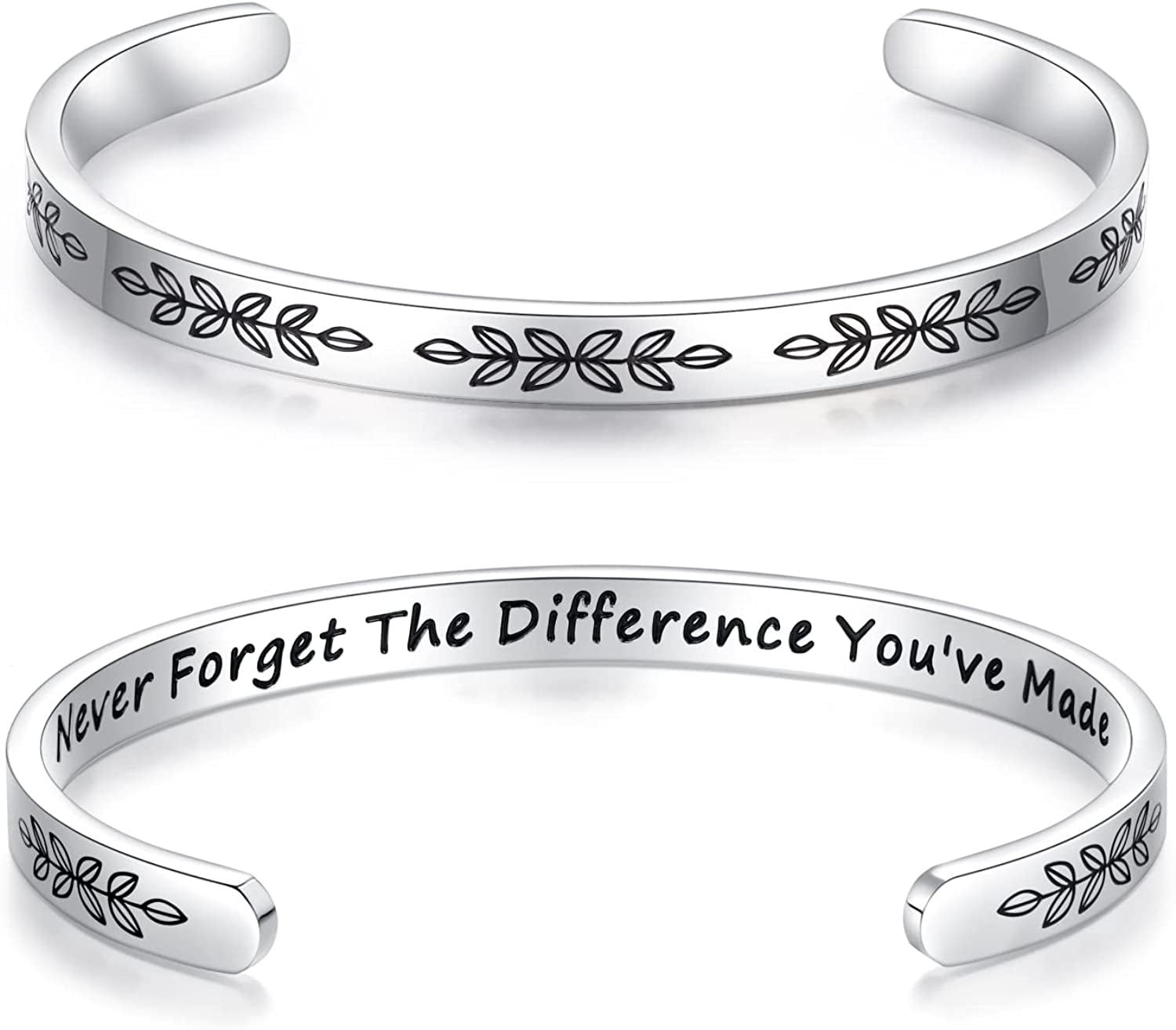 Aryahozel Motivational Cuff Bracelet for Women Girls, Personalized Jewelry Gifts for Her Daughter Mom Sister Niece Best Friends, Engraved Different Sayings Apparel & Accessories > Jewelry > Bracelets AryaHozel Retirement gifts-Never forget the difference you made  