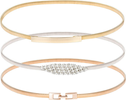 GRACE KARIN Women Skinny Metal Cinch Belt Gold Waistband Elastic Waist Belt CL633 Apparel & Accessories > Clothing Accessories > Belts GRACE KARIN 3 Pieces(style-9) Medium 