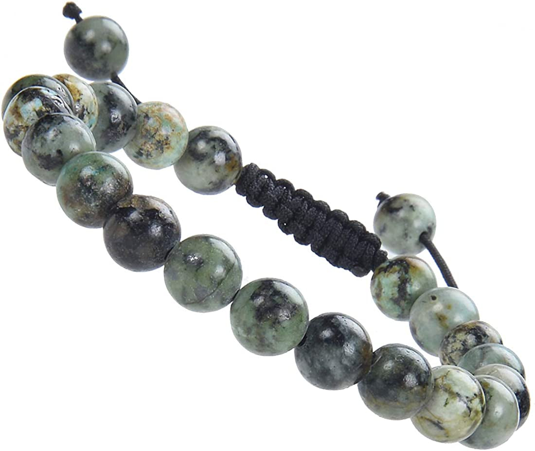 Massive Beads Natural Healing Power Gemstone Crystal Beads Unisex Adjustable Macrame Bracelets 8Mm Apparel & Accessories > Jewelry > Bracelets MASSIVE BEADS African Turquoise  