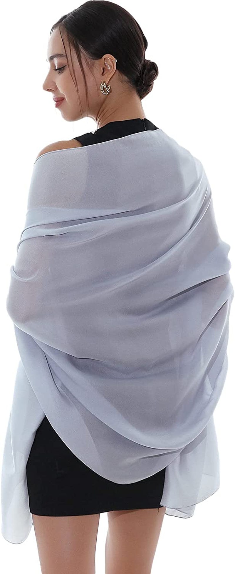 RIIQIICHY Pashmina Shawls Wraps for Women Evening Dresses like Chiffon Silk Scarf for Weddings Apparel & Accessories > Clothing Accessories > Scarves & Shawls RIIQIICHY Grey  