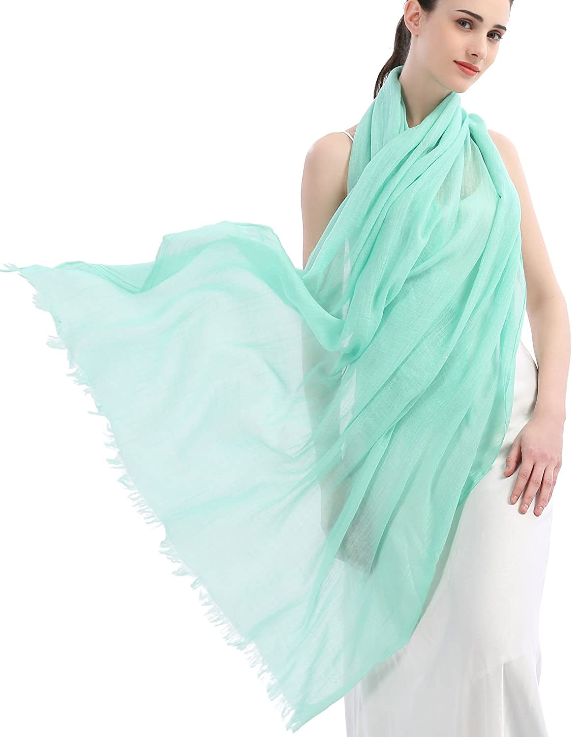 Premium Women Extreme Soft Scarf Wrap Shawl for Any Season, Super Size, Rich Color Choice Apparel & Accessories > Clothing Accessories > Scarves & Shawls kolumb Aqua  