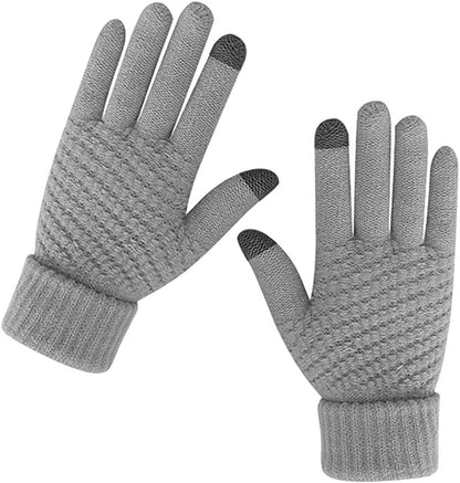 Women Winter Warm Touch Screen Gloves Knitted Soft Elastic Thick Gloves for Clod Weather Apparel & Accessories > Clothing Accessories > Gloves & Mittens Muryobao Gray  