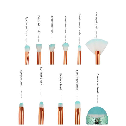 Funfunman Makeup Brushes 11PCS Make up Foundation Eyebrow Eyeliner Blush Cosmetic Concealer Brushes(Mermaid Colorful) Health & Beauty > Personal Care > Cosmetics > Cosmetic Tools > Makeup Tools LEDeng   
