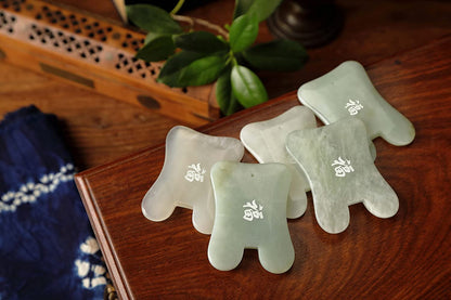 Gua Sha Facial Massage Tool, Gua Sha Massage Tool, Genuine Jade Gua Sha Board with Printed Chinese Character Blessing, for Spa Treatment,Facial Massage and Back Massage Health & Beauty > Personal Care > Cosmetics > Cosmetic Tools > Skin Care Tools Peking National Medical Research Tech. Development Company   
