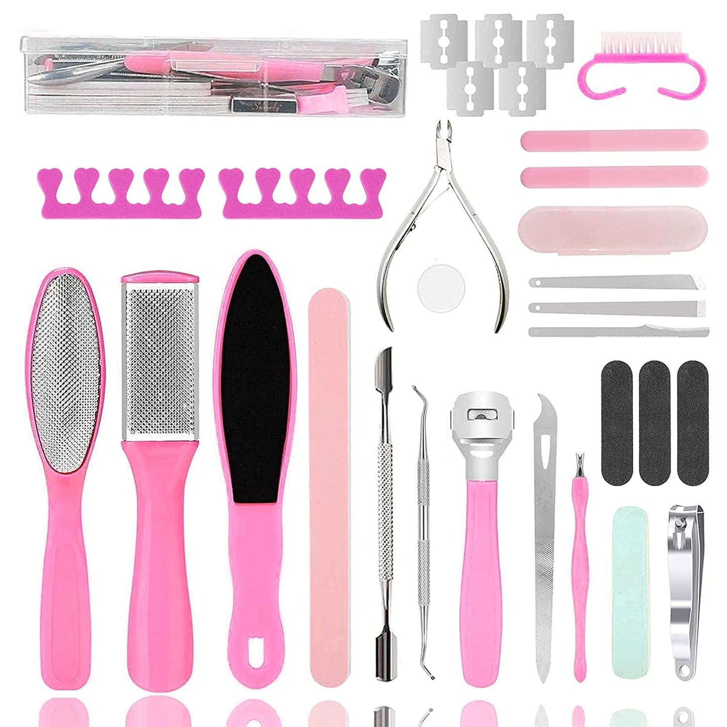 SYNCHAIN 30 in 1 Professional Pedicure Kit, Foot Care Pedicure Tools Set Stainless Steel Foot File Exfoliation Foot Dead Skin Remover Nail Toenail Clipper for Men, Women, Home, Travel, Salon Health & Beauty > Personal Care > Foot Care Synchain   