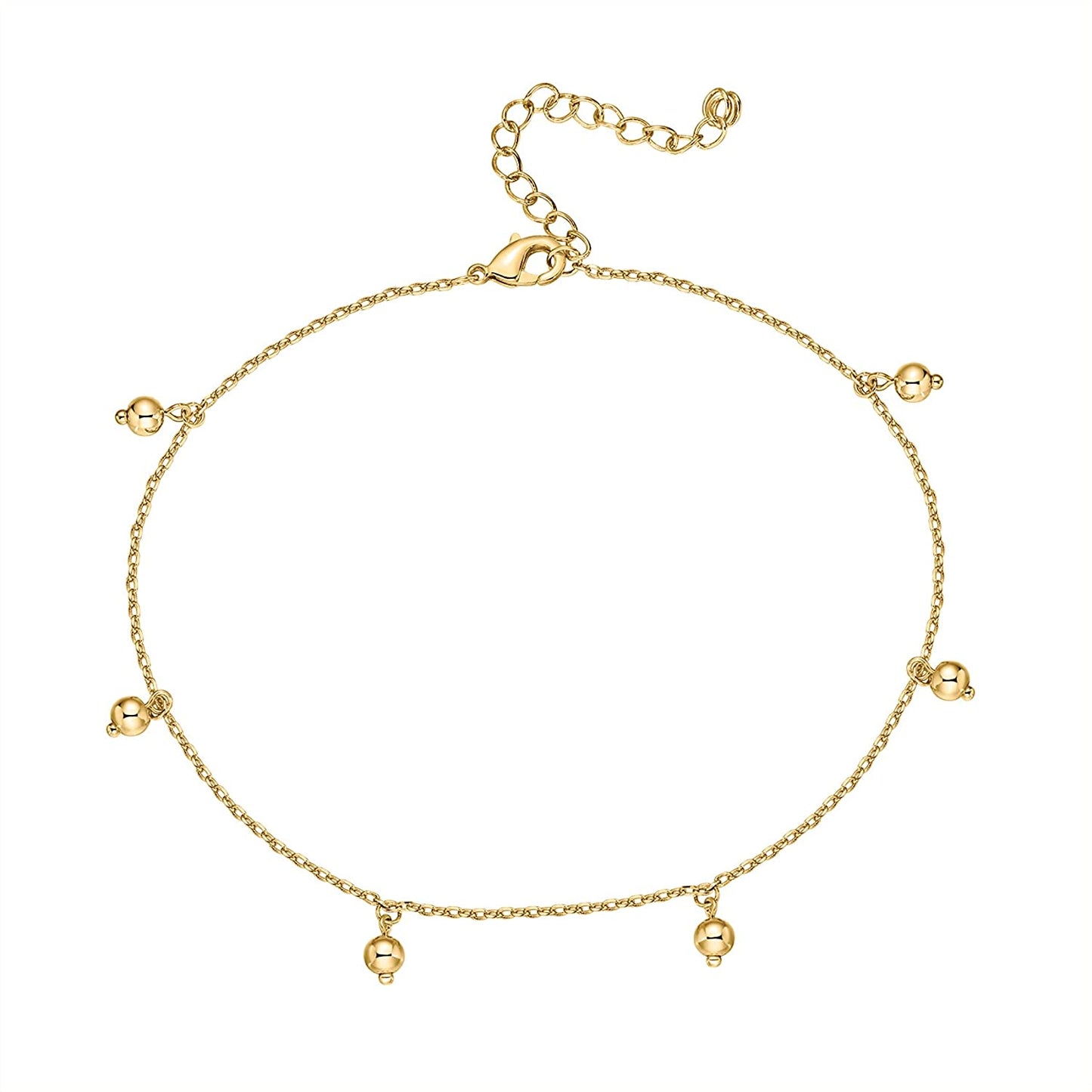 PAVOI 14K Gold Plated Charm Link Flat Gold Anklets for Women Apparel & Accessories > Jewelry > Anklets PAVOI Dot yellow plated 