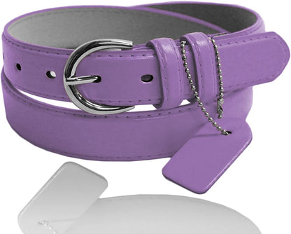 Women'S Casual Solid Colors Faux Leather 1" Belt with Single Prong Buckle Apparel & Accessories > Clothing Accessories > Belts JOTW Lavender X-Large 