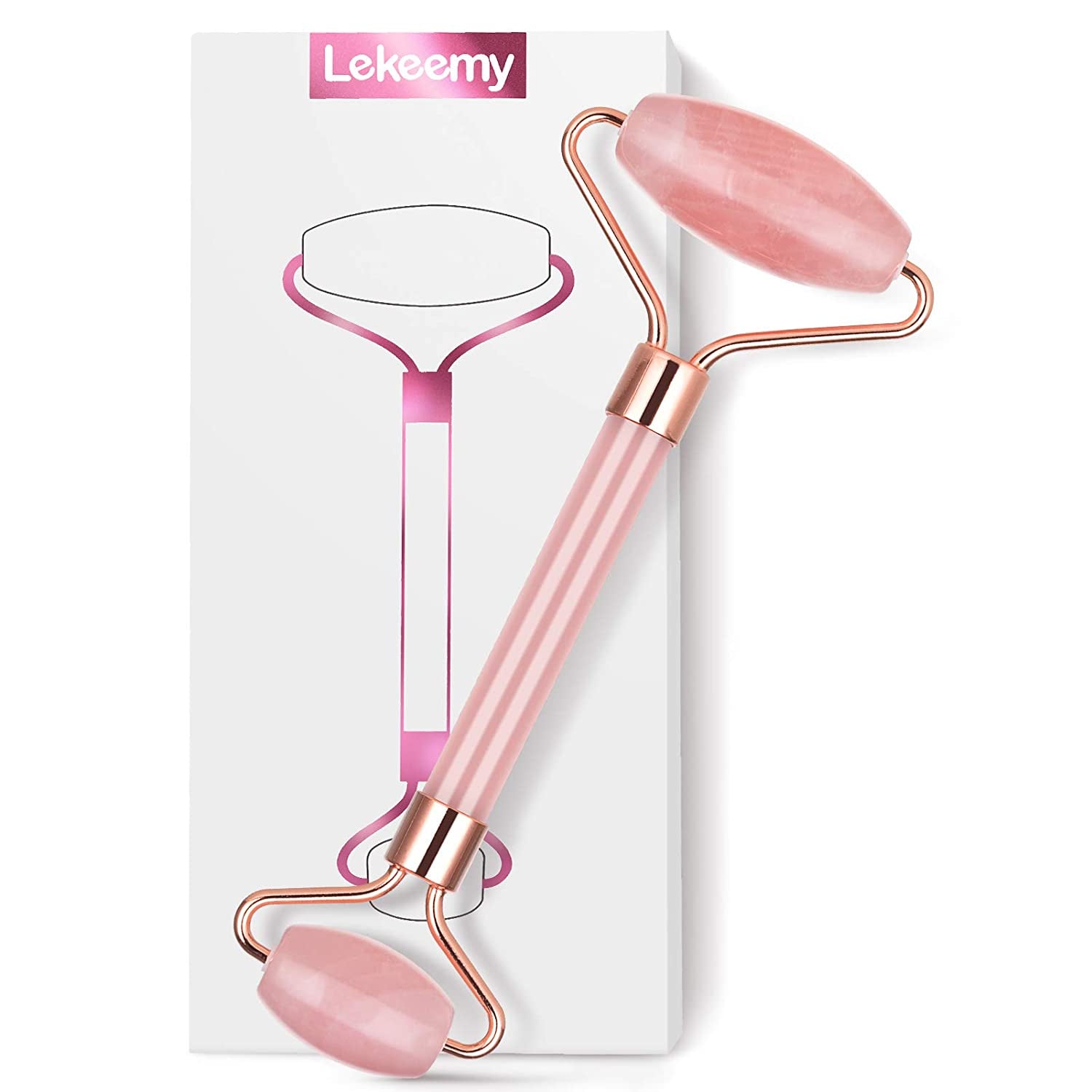 Rose Quartz Facial Roller Jade Roller Face Roller Massager for Face Eyes Cheeks Forehead Neck Skin Care Tool Reduce Wrinkles Puffiness Crow'S Feet Nasolabial Folds Health & Beauty > Personal Care > Cosmetics > Cosmetic Tools > Skin Care Tools Lekeemy   