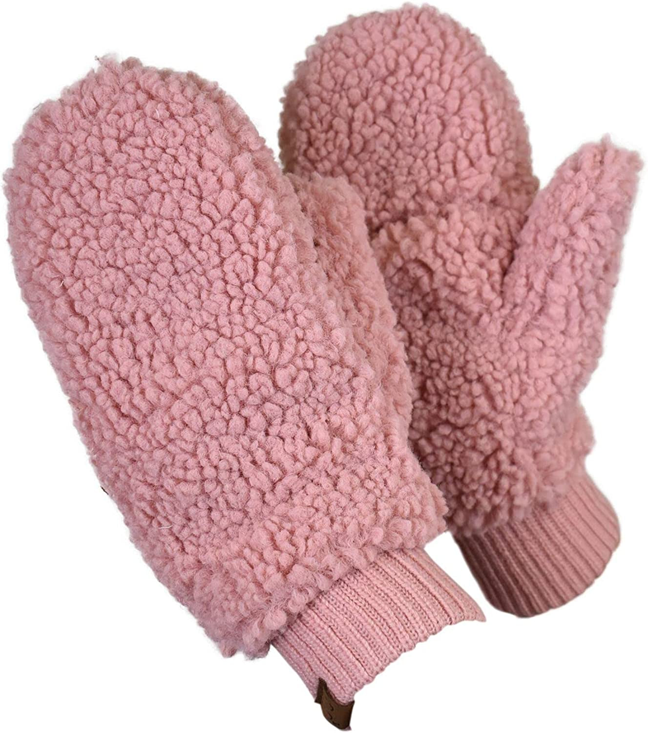C.C Women'S Faux Fur Wrist Length Fingerless Sherpa Lined Convertible Mittens Gloves Apparel & Accessories > Clothing Accessories > Gloves & Mittens C.C Sherpa Rose  