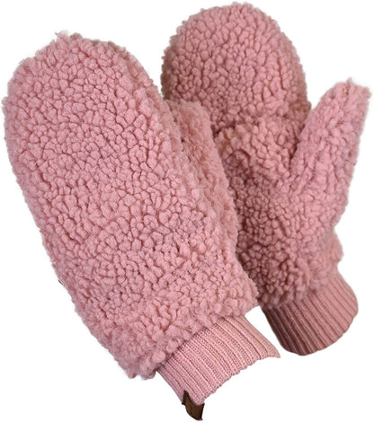C.C Women'S Faux Fur Wrist Length Fingerless Sherpa Lined Convertible Mittens Gloves Apparel & Accessories > Clothing Accessories > Gloves & Mittens C.C Sherpa Rose  