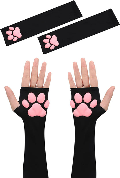 Cute Cat Paw Gloves Mittens 3D Cat Claw Pad Gloves Halloween Kawaii Cosplay Soft 3D Toe Beans for Women Cosplay Halloween Apparel & Accessories > Clothing Accessories > Gloves & Mittens Geyoga   