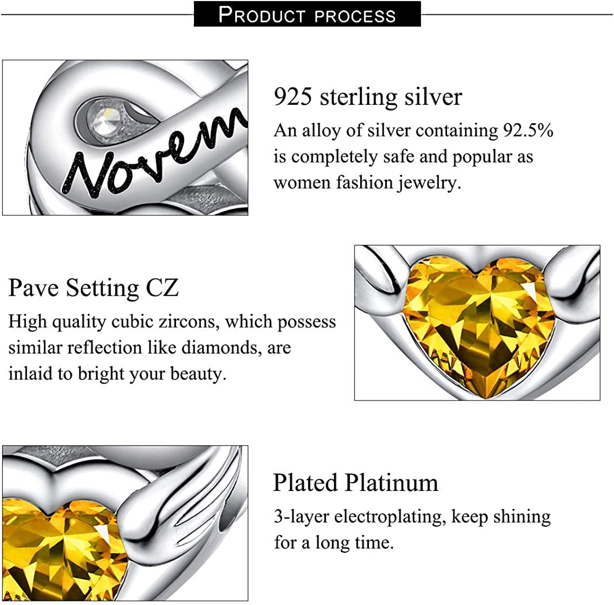 FOREVER QUEEN Birthstone Charms for Charms Bracelet- 925 Sterling Silver Love Heart Beads Infinite Love Charms, Happy Birthday Charms for Bracelet and Necklace Apparel & Accessories > Jewelry > Bracelets FOREVER QUEEN pandora charms   
