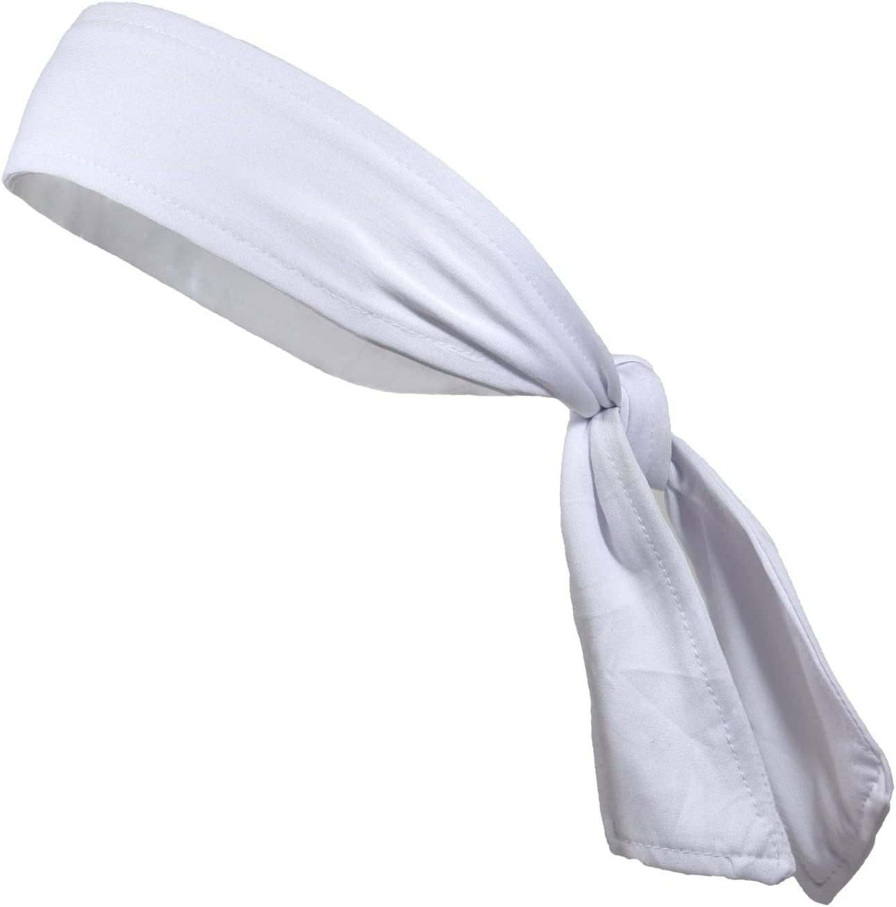 Kenz Laurenz Headbands Tie on Headband for Women Men Running Athletic Hair Head Band Elastic Sports Sweat Basketball Sweatband Stetchy Yoga Workout Sweatbands Adjustable Non-Slip Moisture Wicking Apparel & Accessories > Clothing Accessories > Bandanas & Headties Kenz Laurenz White  